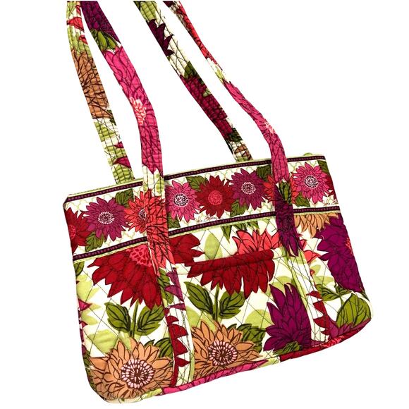 Vera Bradley Purse Quilted Cotton pink green floral double straps shoulder bag - Picture 5 of 10